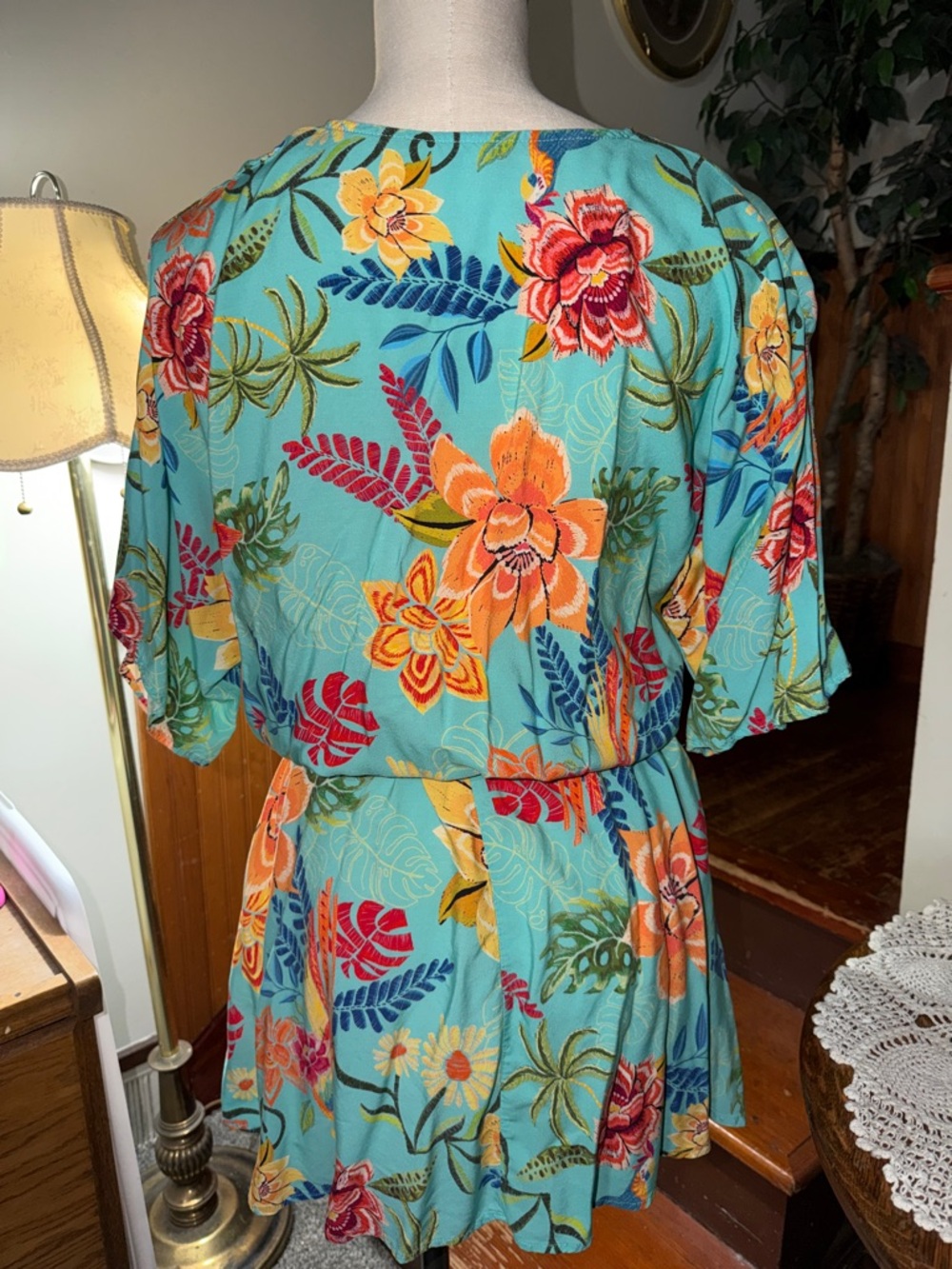 Cupshe Tropical Doleman Sleeve Casual Mini Dress/Beach Coverup/Summer Dress Med - Picture 3 of 8